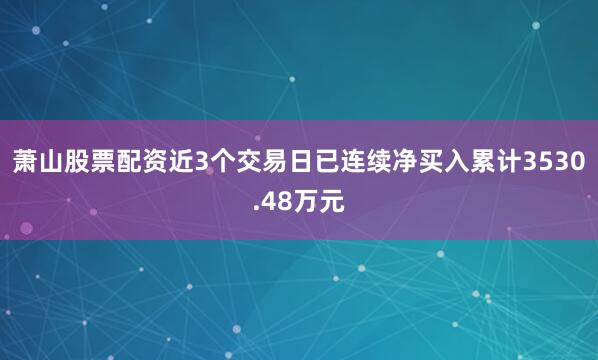 萧山股票配资近3个交易日已连续净买入累计3530.48万元